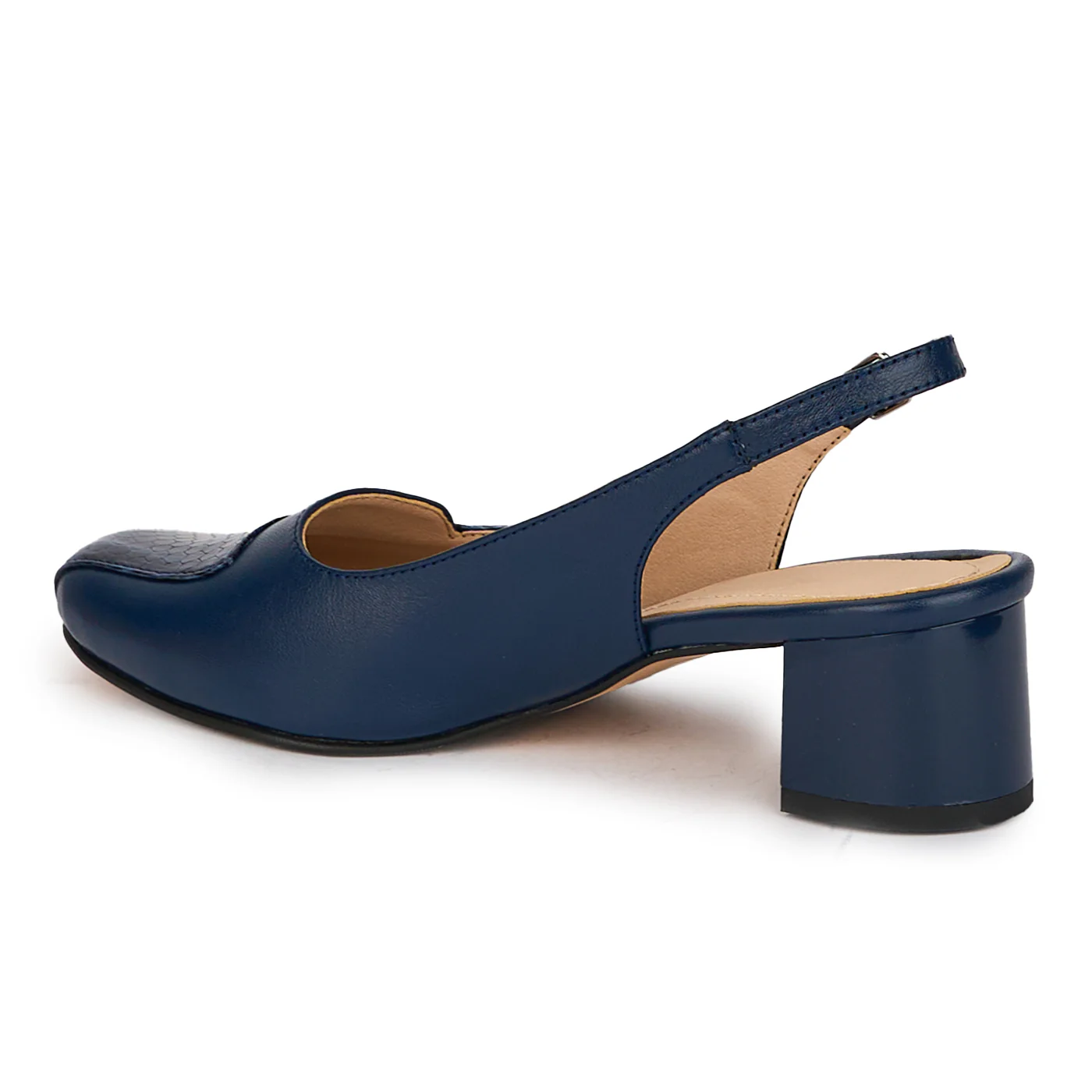 Pantofi dama din piele naturala bleumarin cu toc gros 4.5 cm 18122 - Image 2