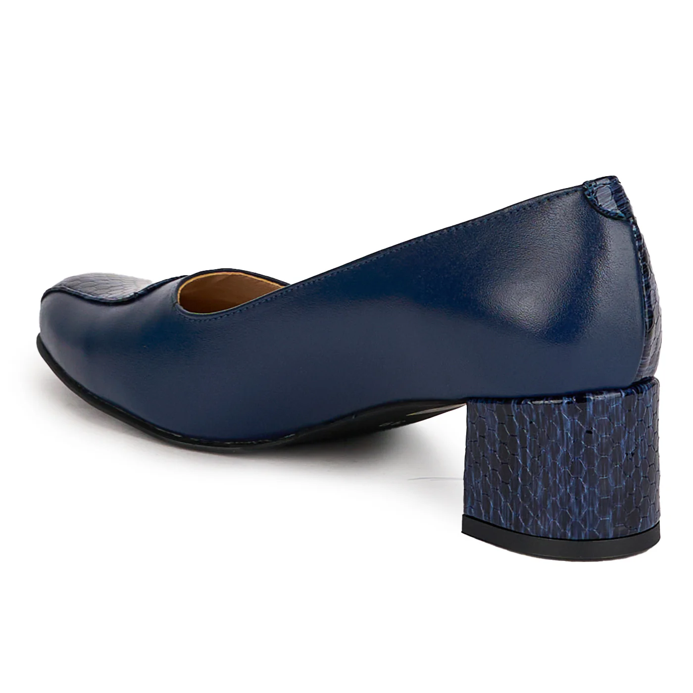Pantofi dama din piele naturala bleumarin cu toc gros 4.5 cm 18691 - Image 2