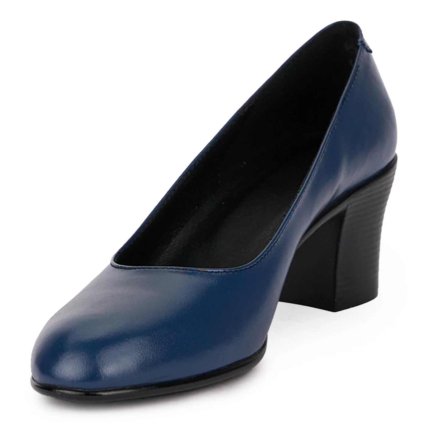 Pantofi dama din piele naturala bleumarin cu toc gros 6 cm 15992 - Image 3