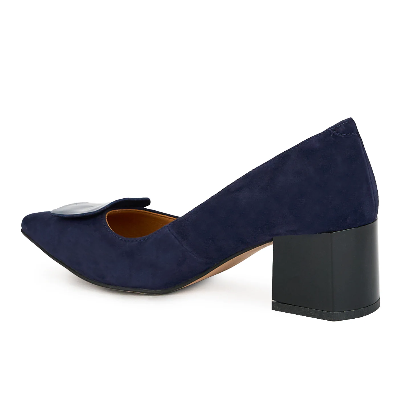 Pantofi dama din piele naturala bleumarin cu toc gros 6 cm 17568 - Image 2