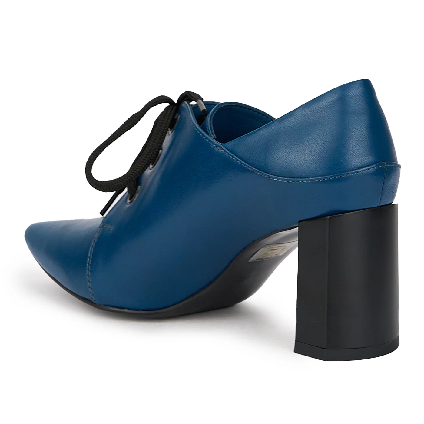 Pantofi dama din piele naturala bleumarin cu toc gros 7.5 cm 15547 - Image 2