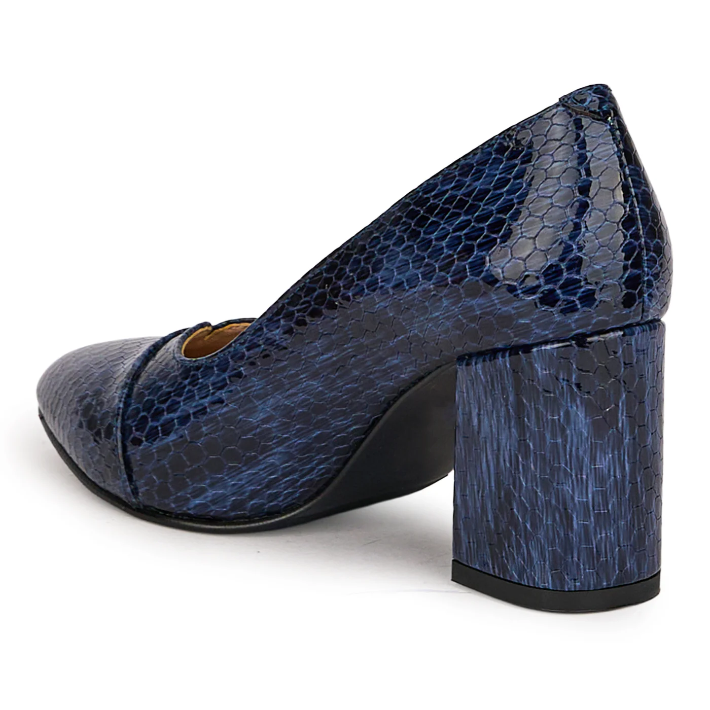 Pantofi dama din piele naturala bleumarin cu toc gros 7.5 cm 18774 - Image 2