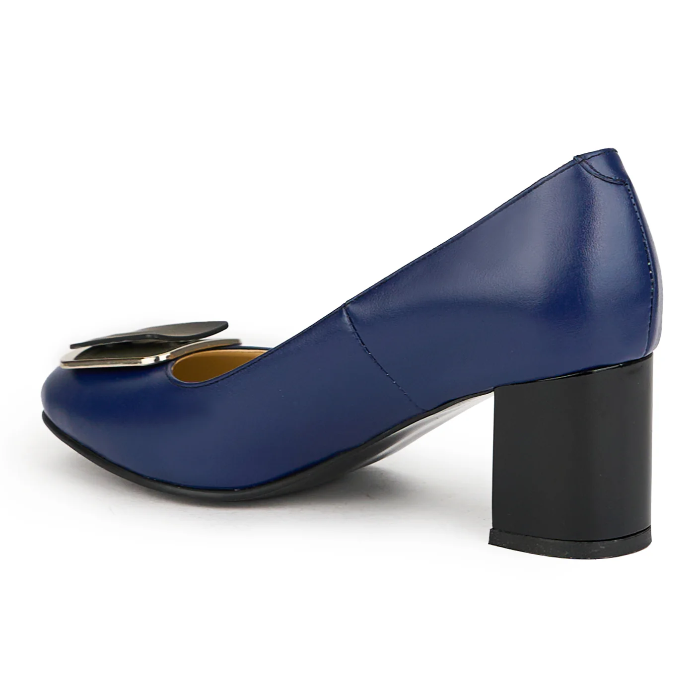 Pantofi dama din piele naturala bleumarin cu toc gros 7 cm 15042 - Image 2
