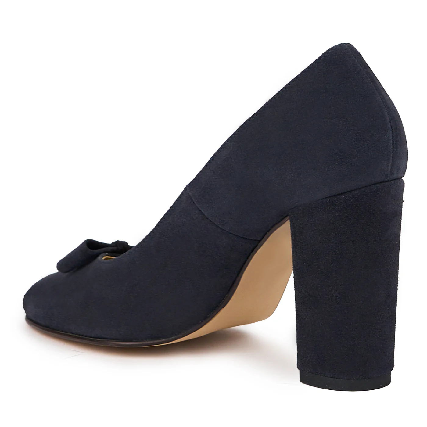 Pantofi dama din piele naturala bleumarin cu toc gros 9.5 cm 14277 - Image 2