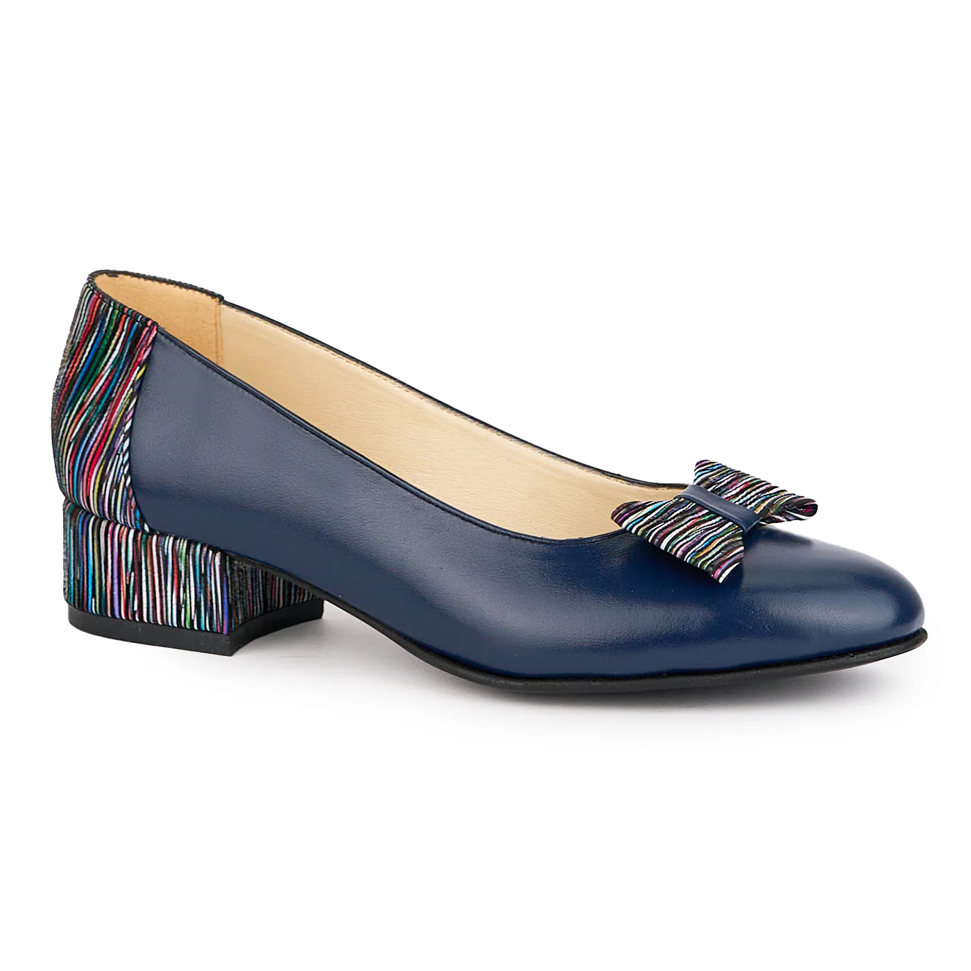 Pantofi dama din piele naturala bleumarin cu toc mic 3.5 cm 16236