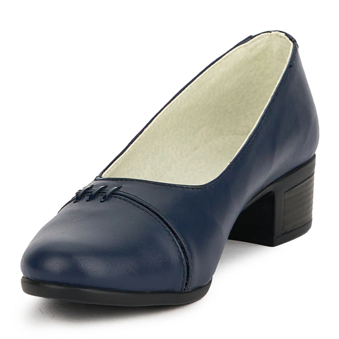 Pantofi dama din piele naturala bleumarin cu toc mic 4 cm 15077 - Image 3