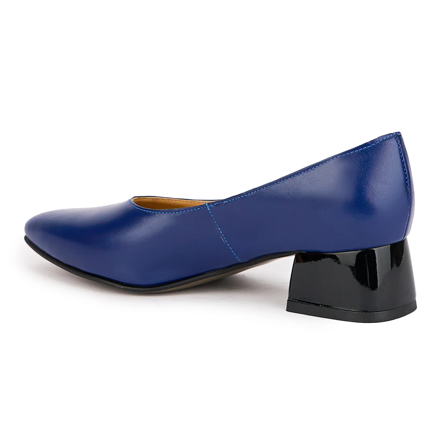 Pantofi dama din piele naturala bleumarin cu toc mic 4 cm 16960 - Image 2