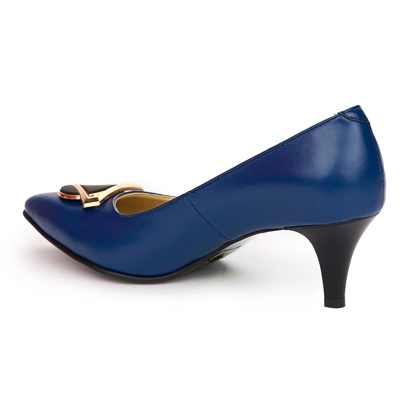 Pantofi dama din piele naturala bleumarin cu toc subtire 6.5 cm 13786 - Image 2