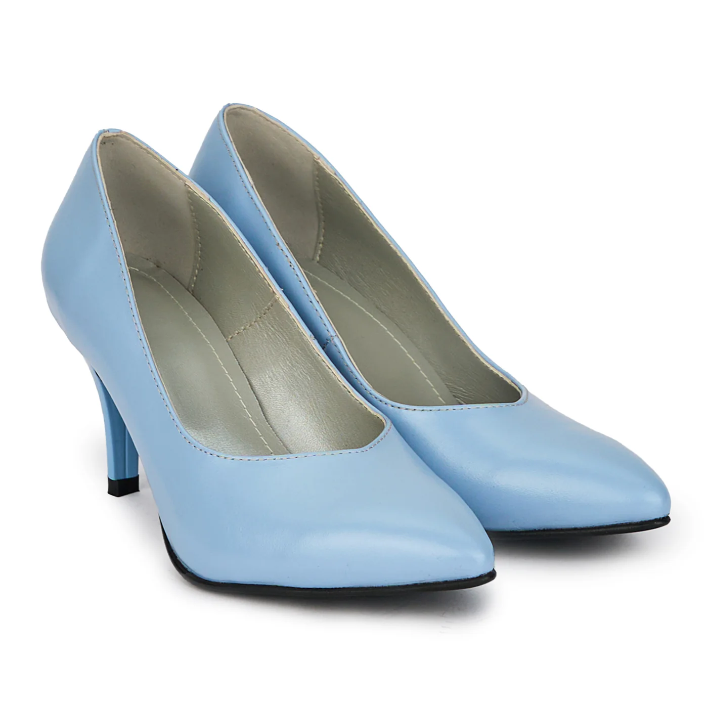 Pantofi dama din piele naturala albastra cu toc subtire 8 cm 18123 - Image 4