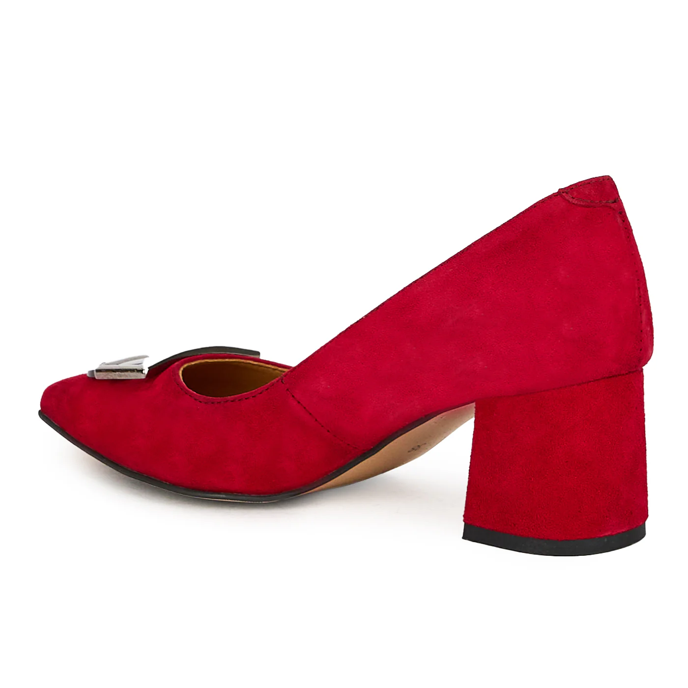 Pantofi dama din piele naturala bordo cu toc gros 6 cm 17567 - Image 2