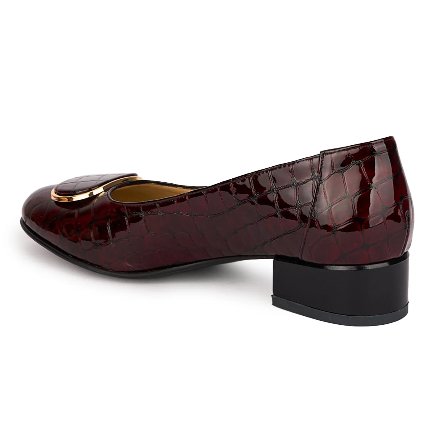 Pantofi dama din piele naturala bordo cu toc mic 3.5 cm 18603 - Image 2