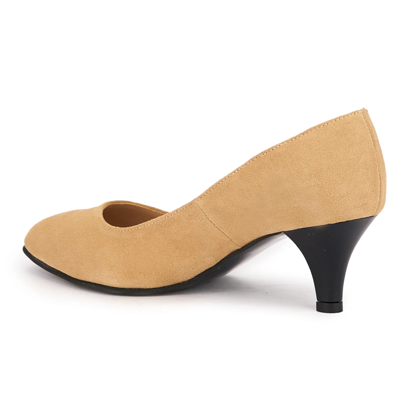 Pantofi dama din piele naturala crem-cappucino cu toc subtire 6 cm 16985 - Image 2