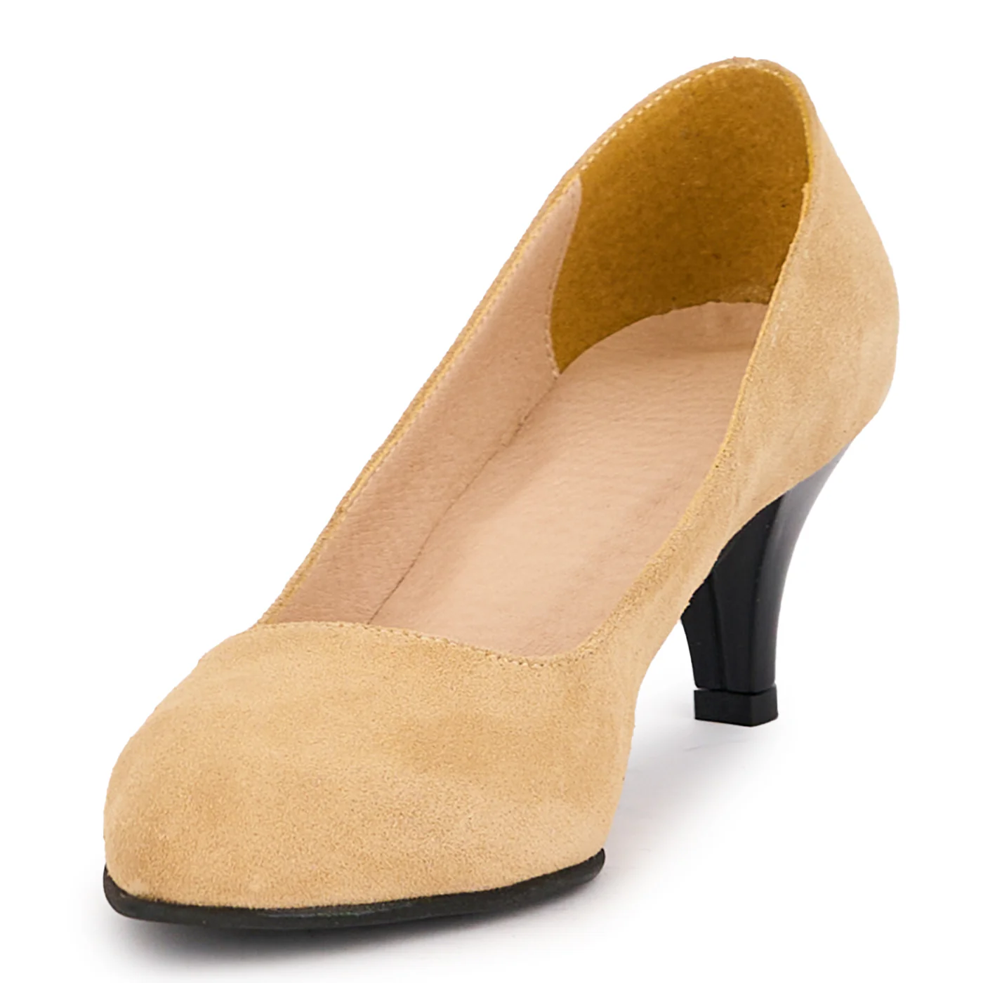 Pantofi dama din piele naturala crem-cappucino cu toc subtire 6 cm 16985 - Image 3
