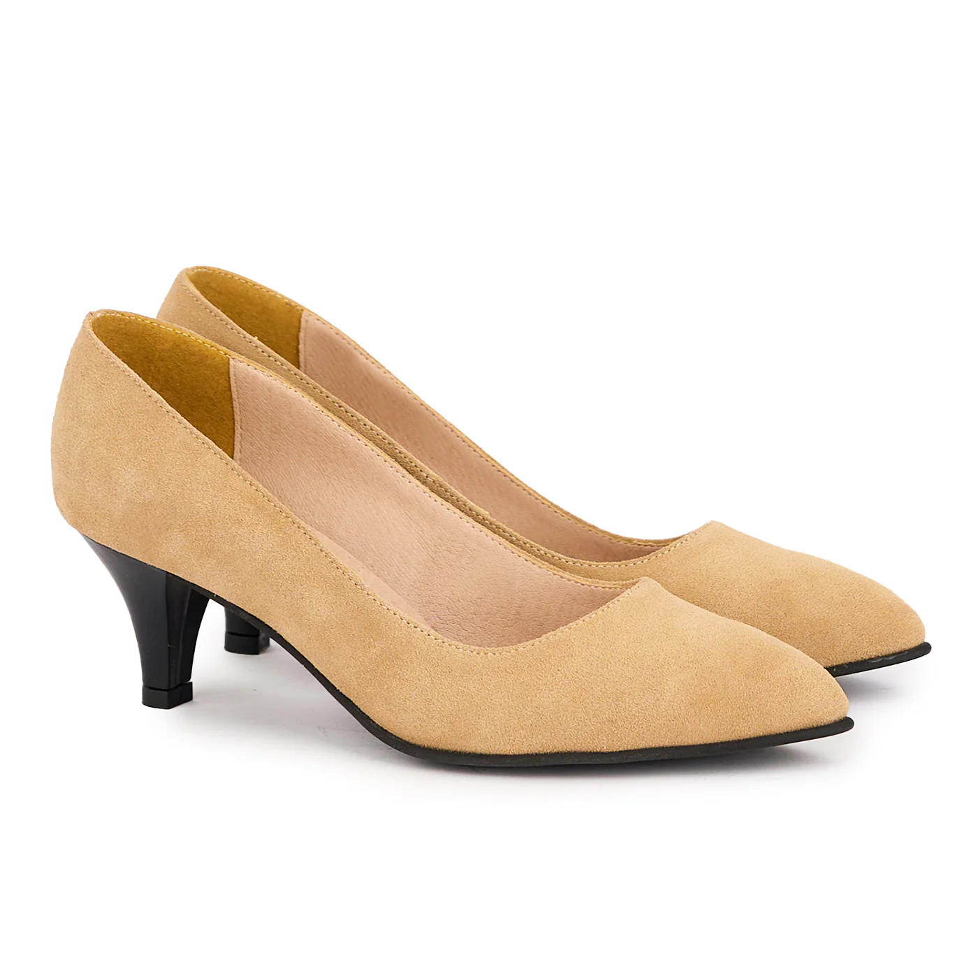 Pantofi dama din piele naturala crem-cappucino cu toc subtire 6 cm 16985 - Image 4