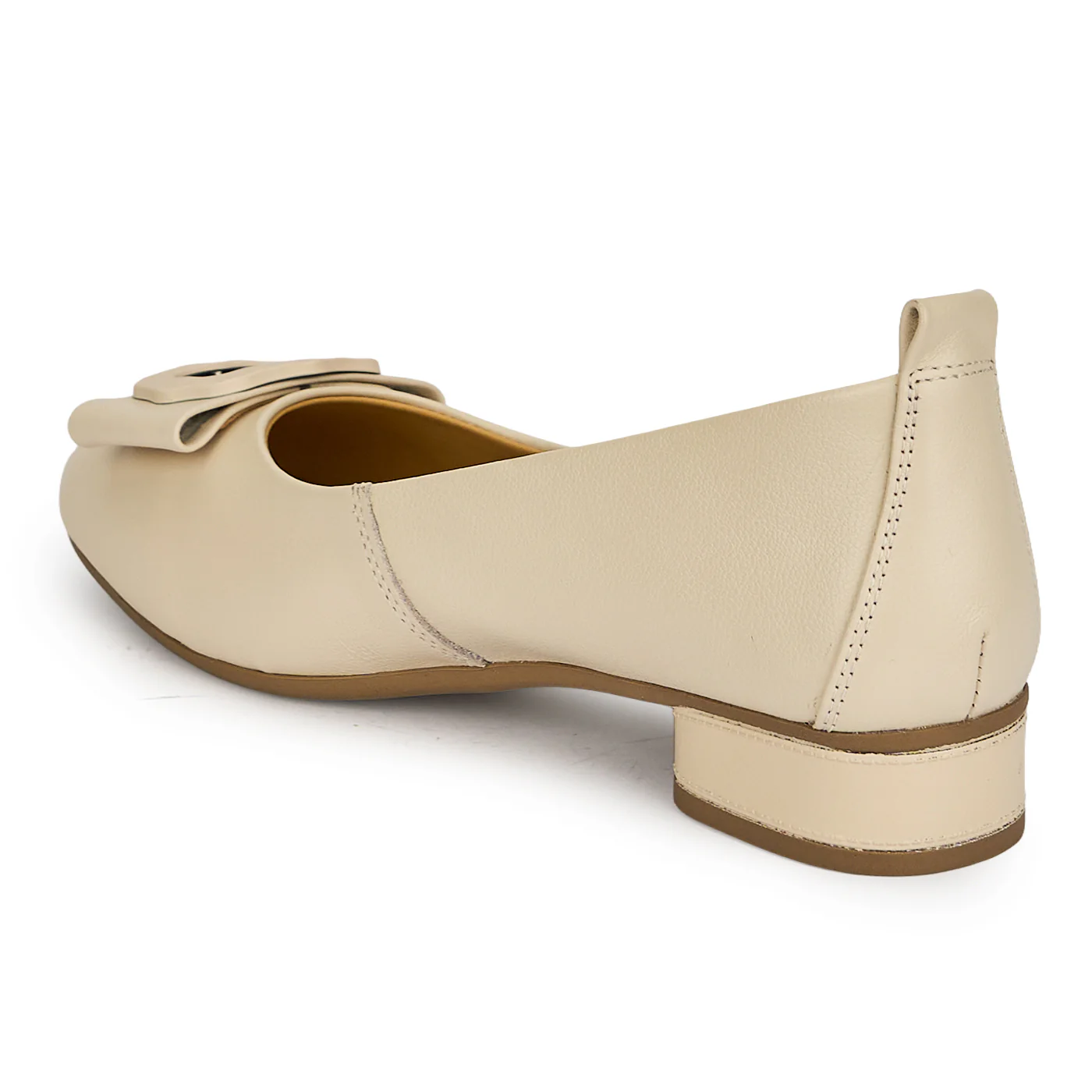 Pantofi dama din piele naturala crem cu toc mic 2.5 cm 19366 - Image 2