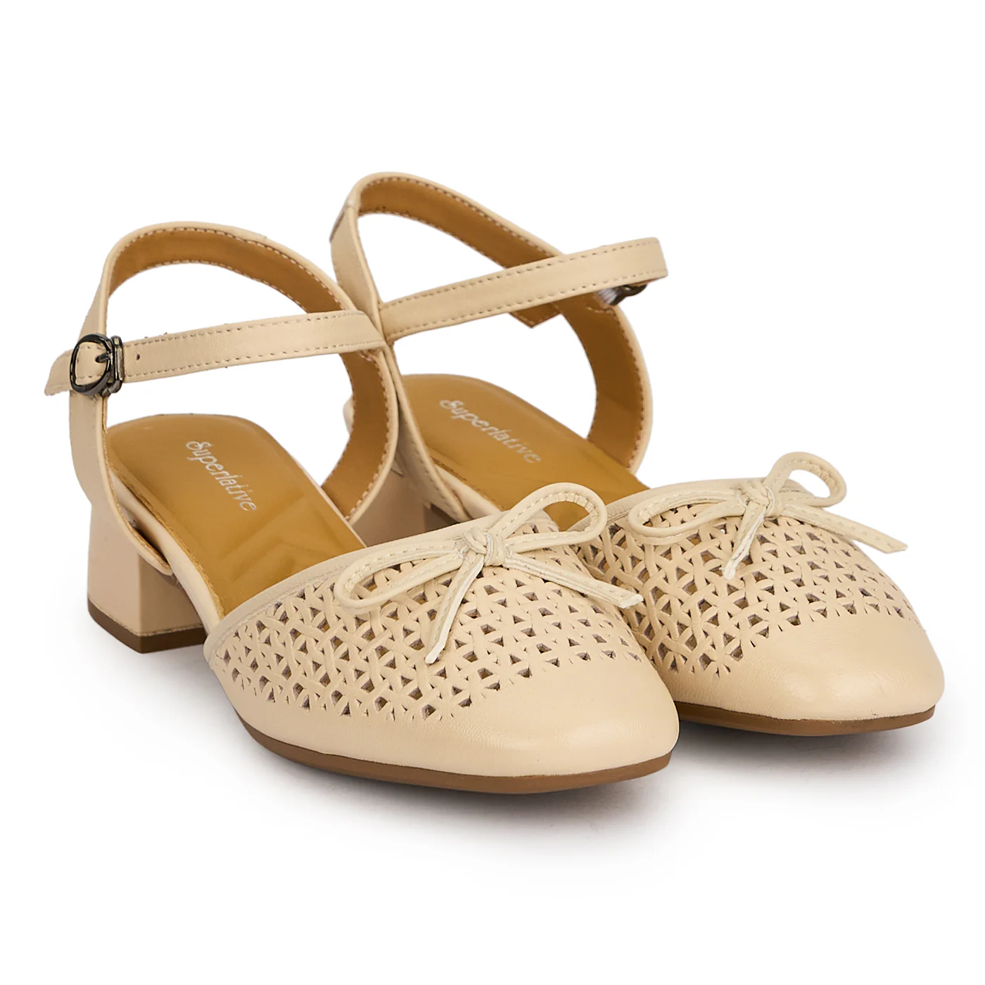 Pantofi dama din piele naturala crem cu toc mic 3.5 cm 19561 - Image 4