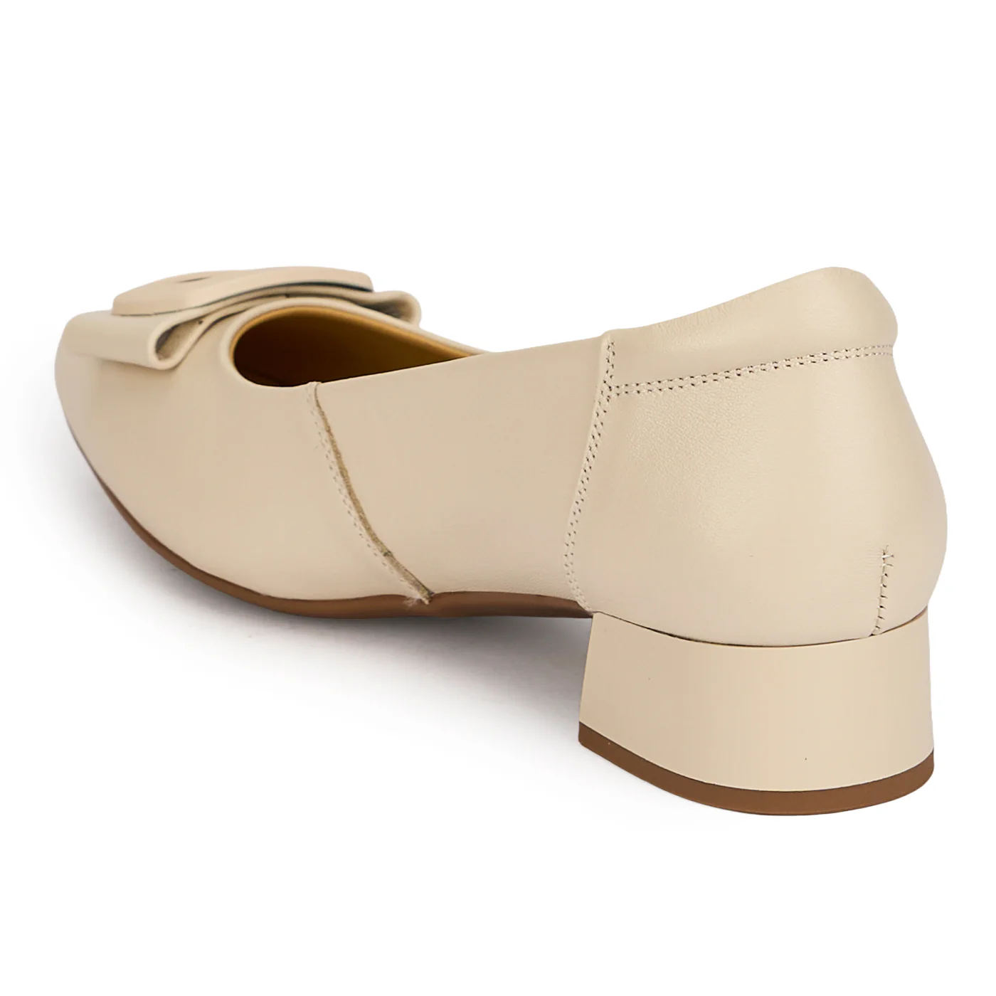 Pantofi dama din piele naturala crem cu toc mic 3 cm 19587 - Image 2