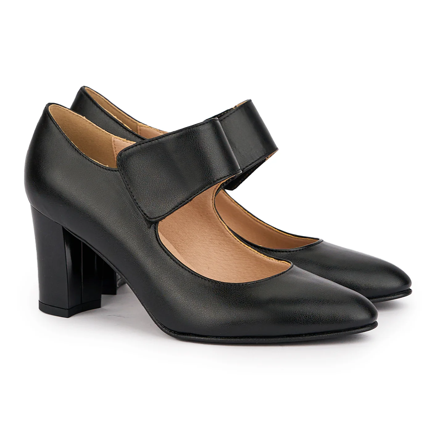 Pantofi dama din piele naturala cu bareta pe glezna si toc gros 7.5 cm 16965 - Image 4