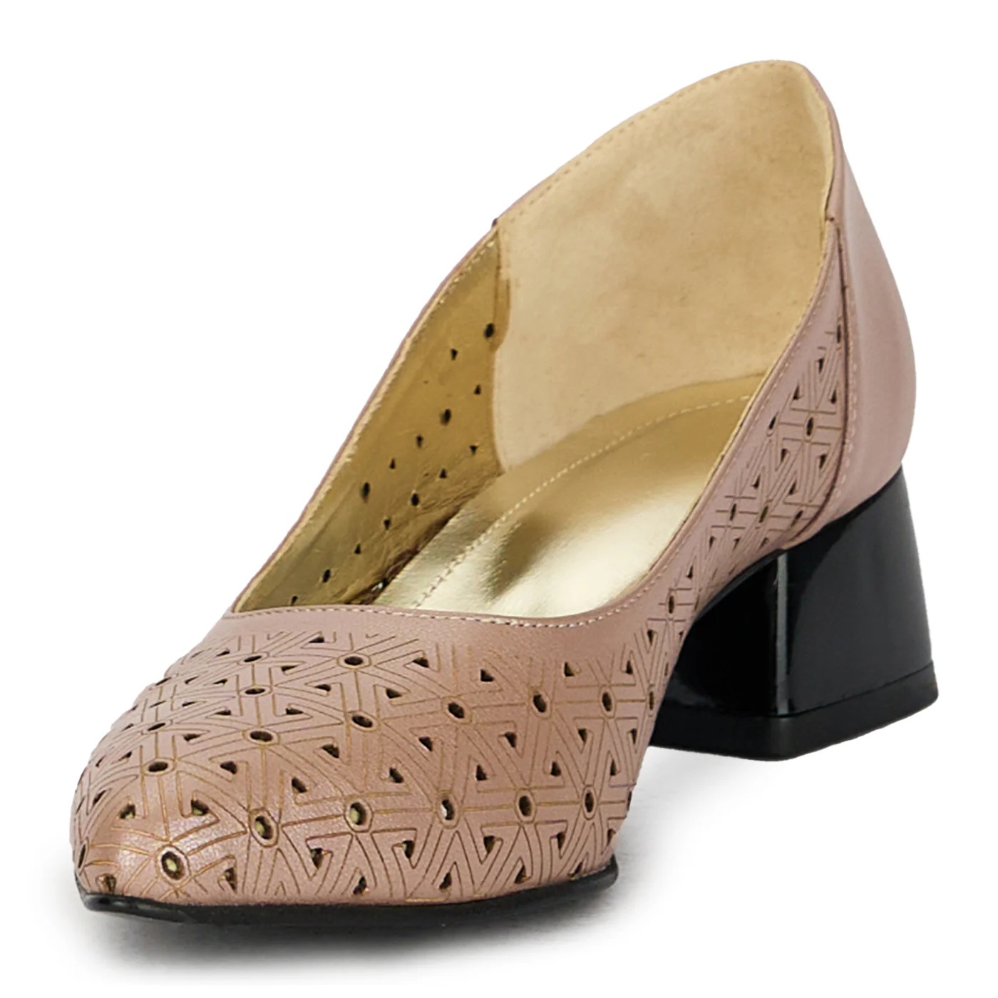 Pantofi dama din piele naturala cu toc gros 17818 - Image 3