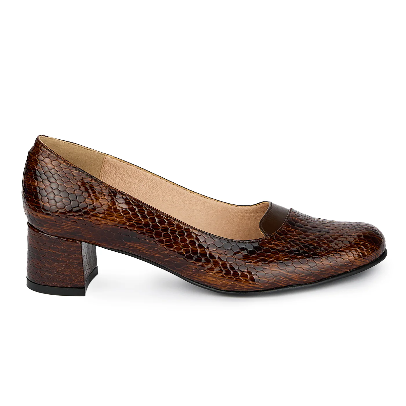Pantofi dama din piele naturala cu toc gros 4.5 cm 17871