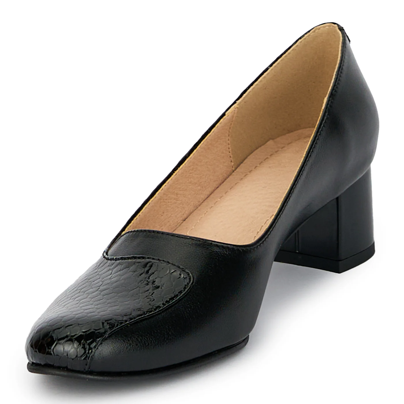 Pantofi dama din piele naturala cu toc gros 4.5 cm 17914 - Image 3