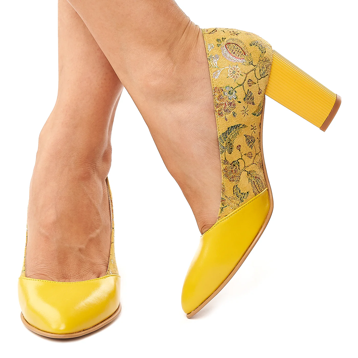Pantofi dama din piele naturala cu toc gros 4184 - Image 3