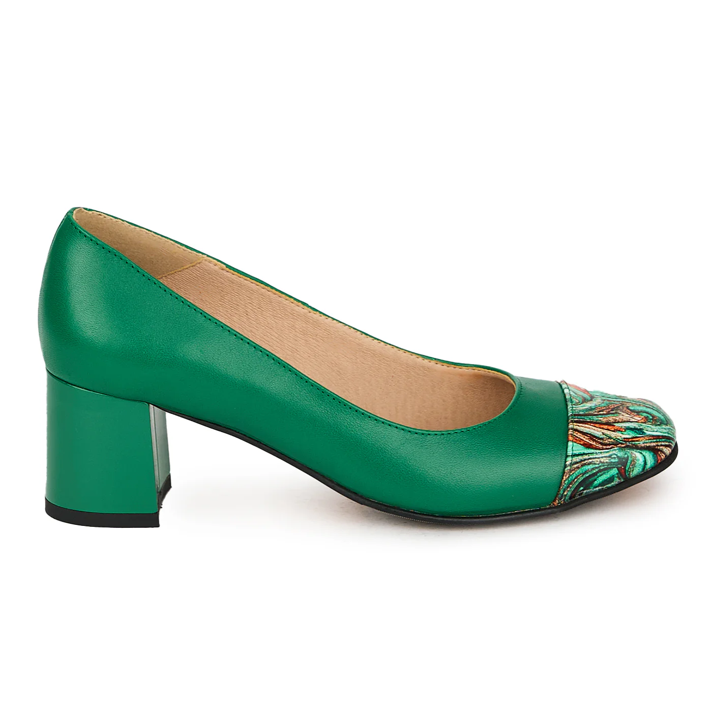 Pantofi dama din piele naturala cu toc gros 5.5 cm 17852