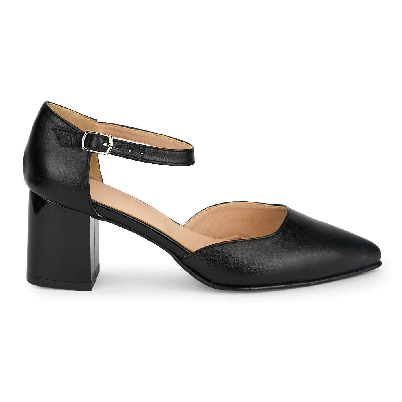 Pantofi dama din piele naturala cu toc gros 6.5 cm 19157