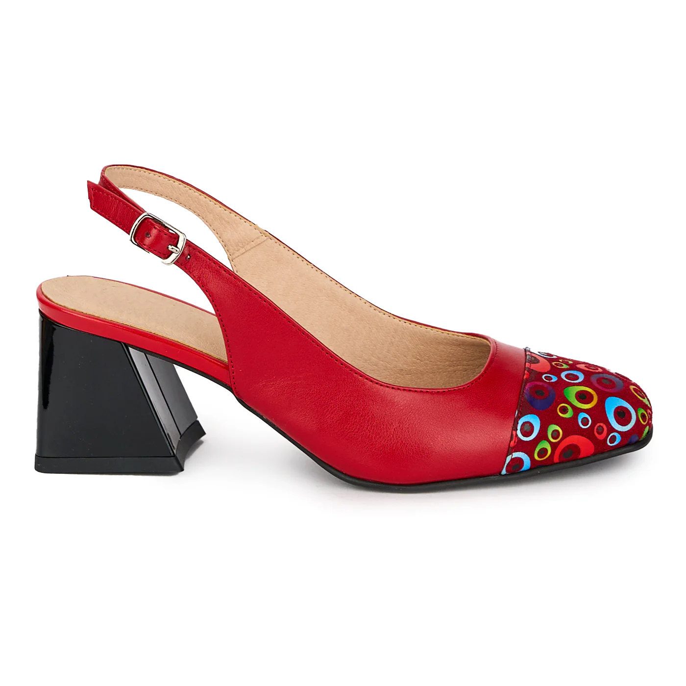 Pantofi dama din piele naturala cu toc gros 6 cm 17943