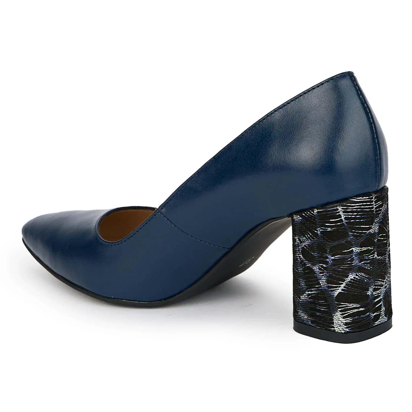 Pantofi dama din piele naturala cu toc gros 7.5 cm 17913 - Image 2