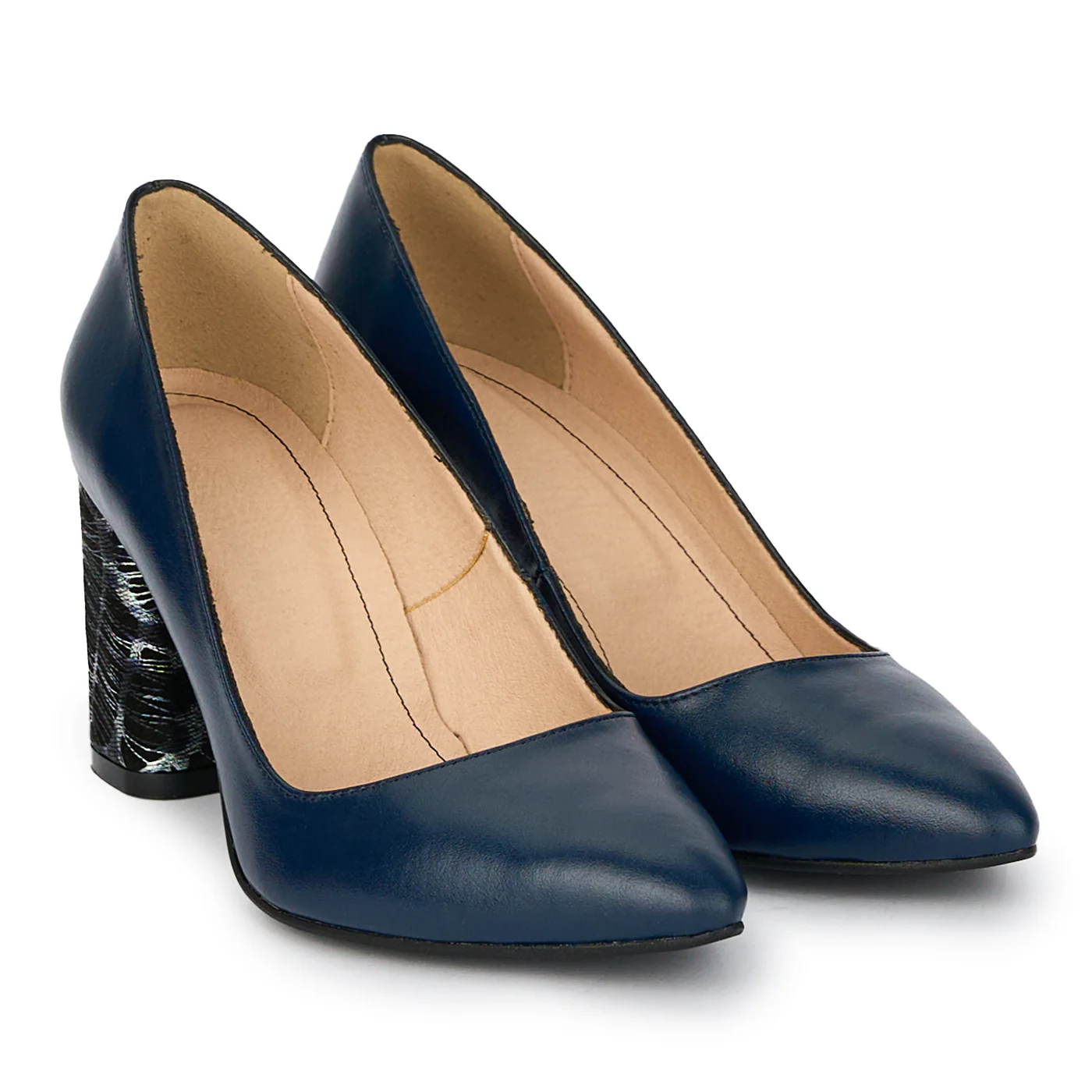Pantofi dama din piele naturala cu toc gros 7.5 cm 17913 - Image 4