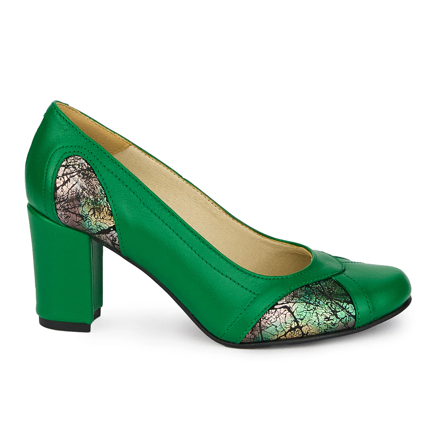 Pantofi dama din piele naturala cu toc gros 7.5 cm 17930