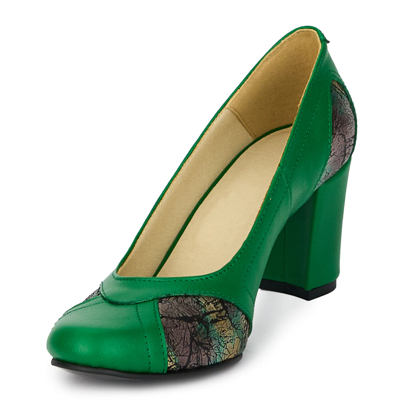 Pantofi dama din piele naturala cu toc gros 7.5 cm 17930 - Image 3