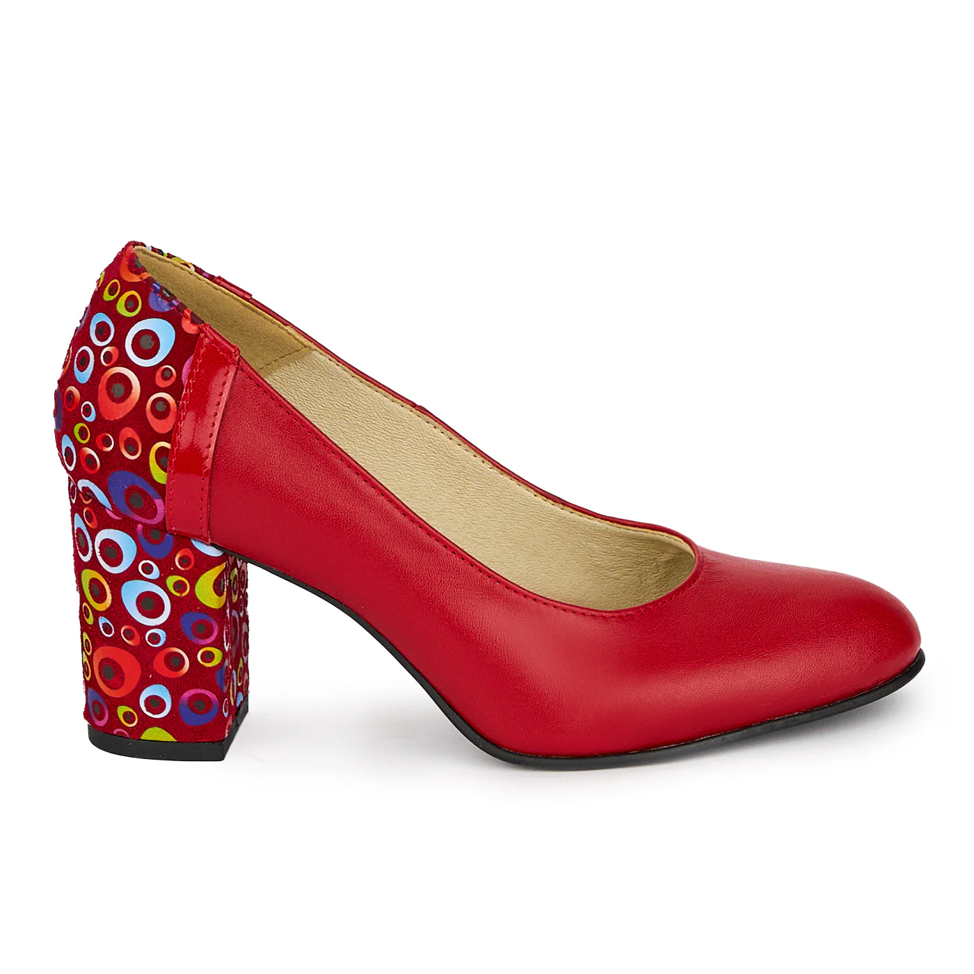 Pantofi dama din piele naturala cu toc gros 7.5 cm 17932