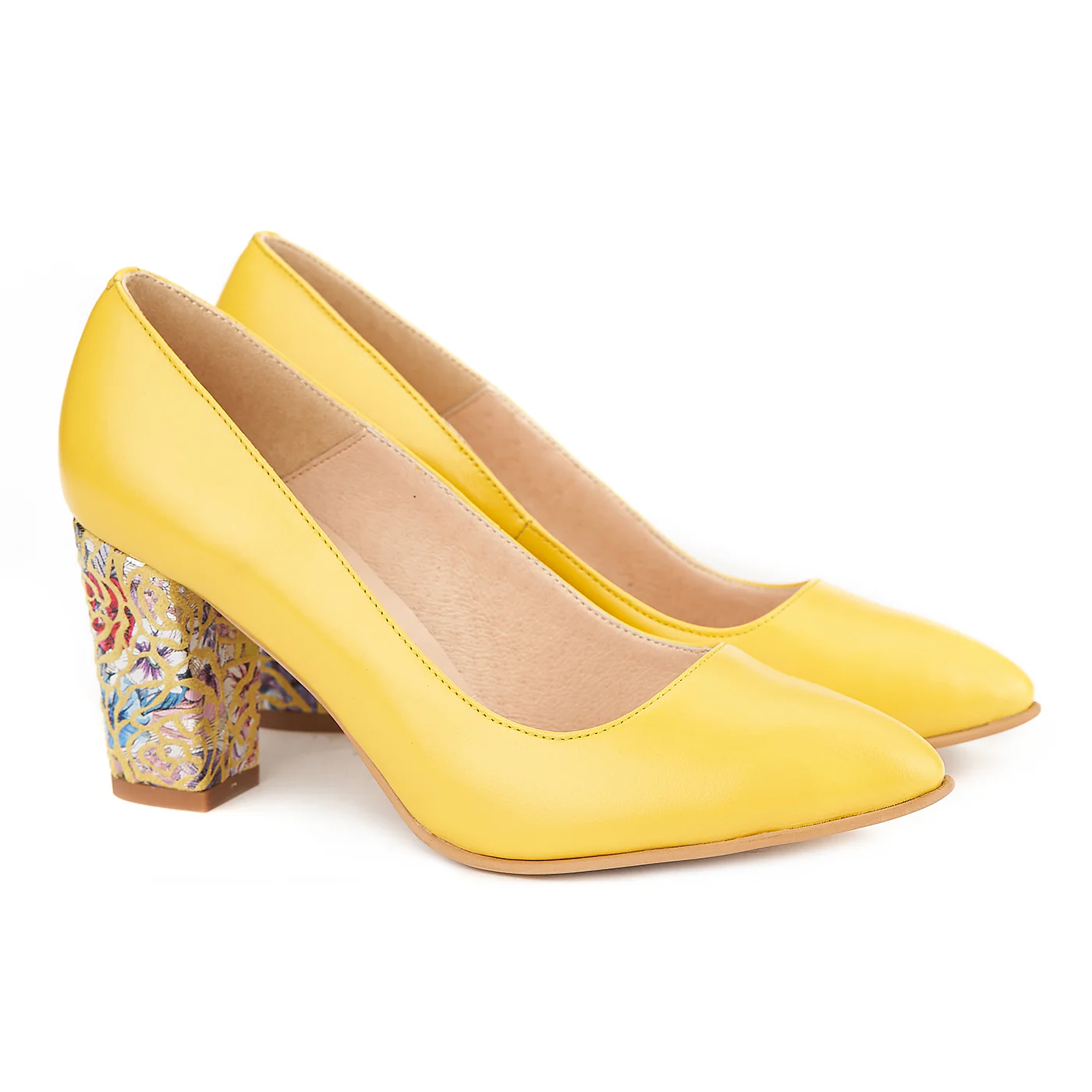 Pantofi dama din piele naturala galbena 4159