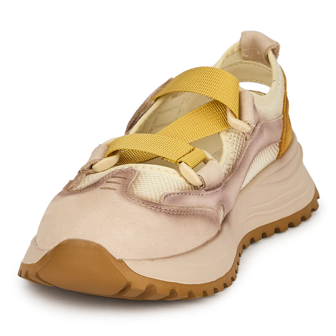 Pantofi dama din piele naturala galbena cu plasa 19291 - Image 3