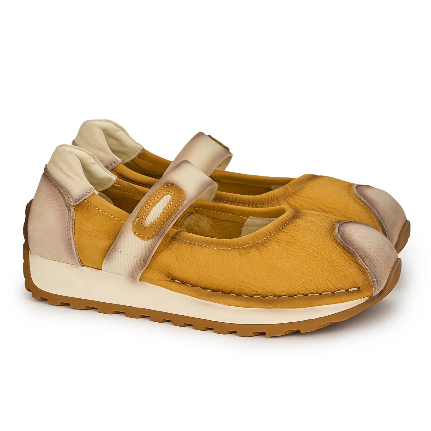 Pantofi dama din piele naturala galbena cu talpa joasa 19290 - Image 4