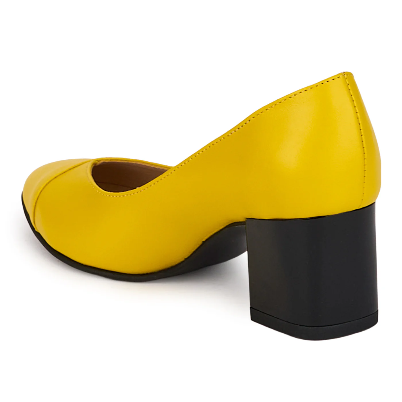 Pantofi dama din piele naturala galbena cu toc gros 5.5 cm 18499 - Image 2