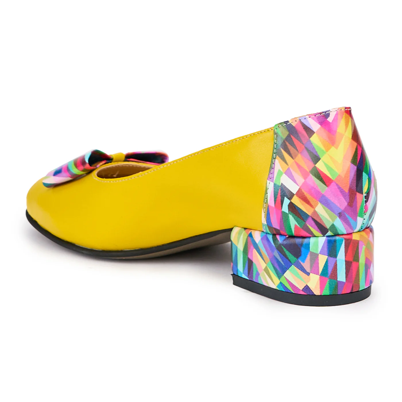 Pantofi dama din piele naturala galbena cu toc mic 3.5 cm 14494 - Image 2