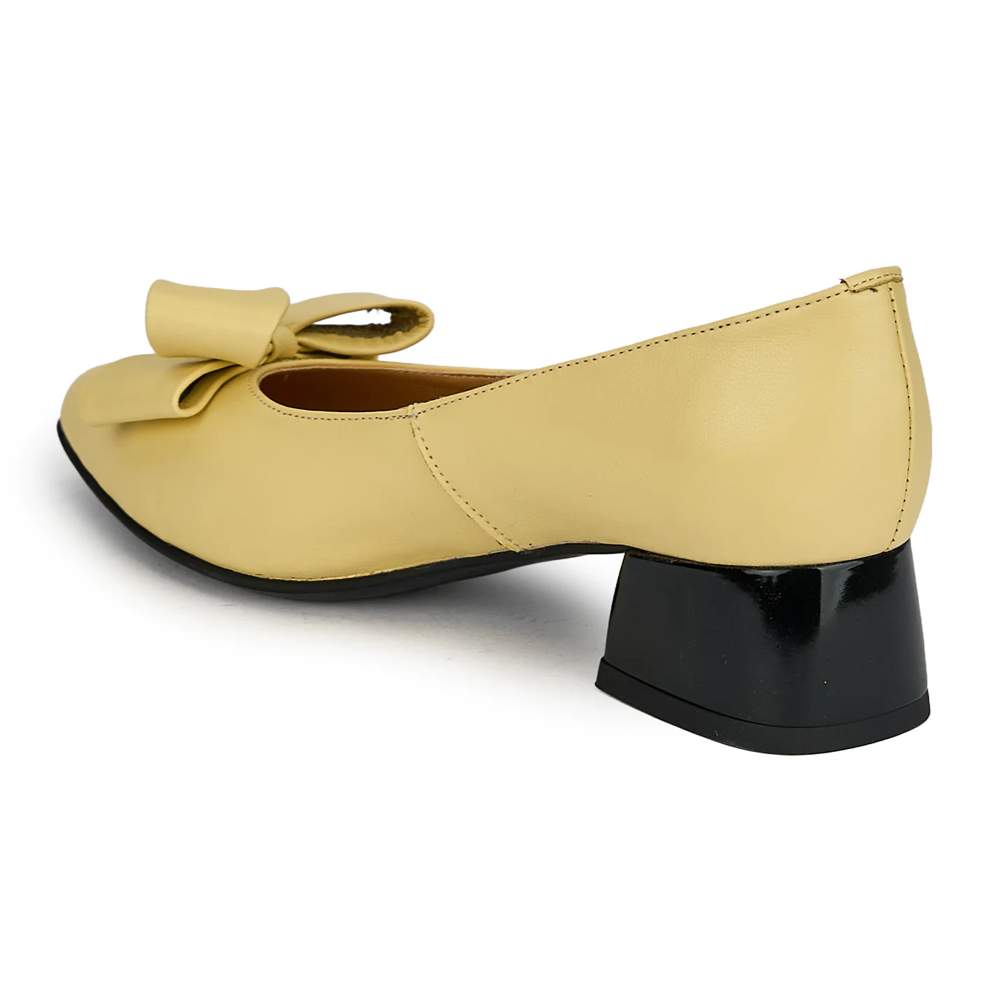 Pantofi dama din piele naturala galbena cu toc mic 4 cm 19837 - Image 2