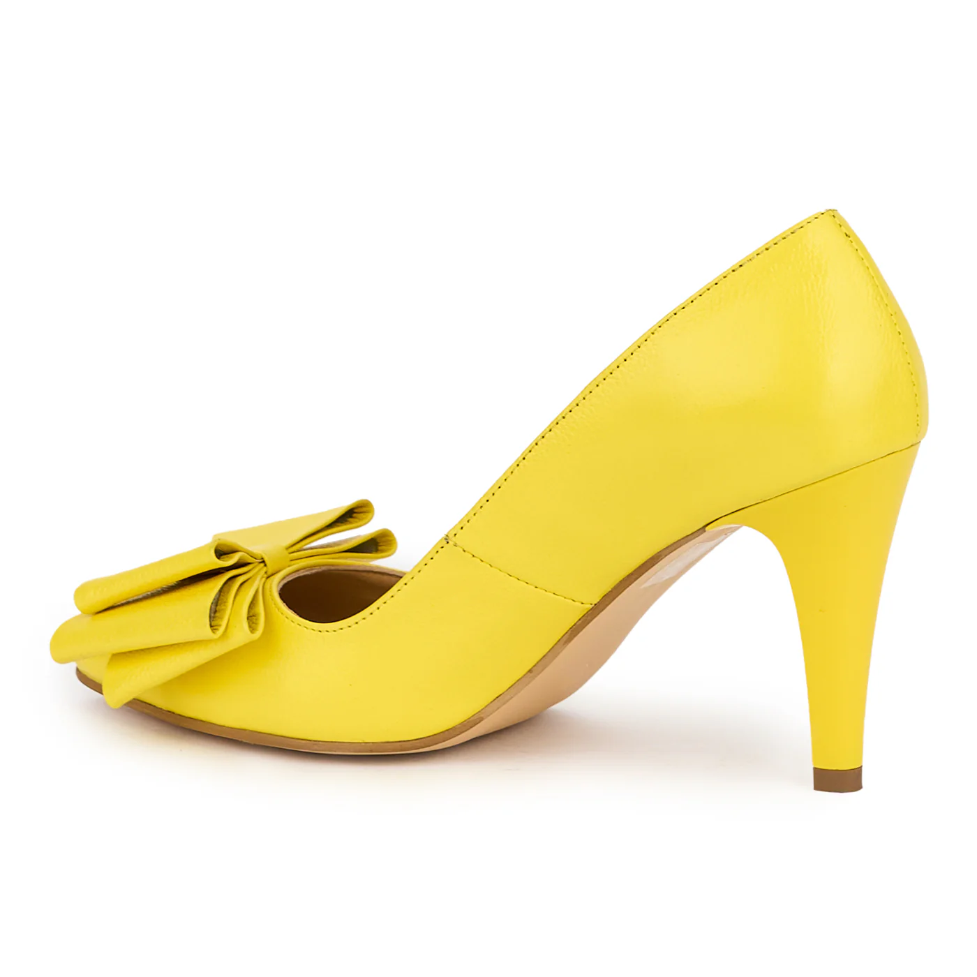 Pantofi dama din piele naturala galbena cu toc subtire 9 cm 15245 - Image 2