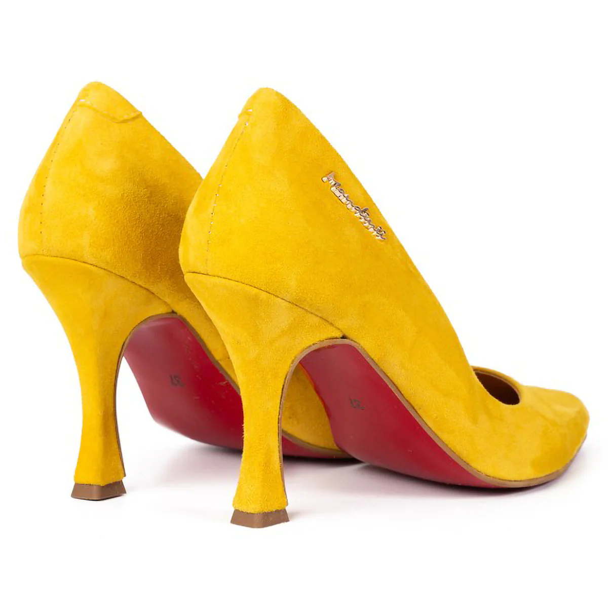 Pantofi dama din piele naturala galbena cu toc subtire 9 cm 15779 - Image 2