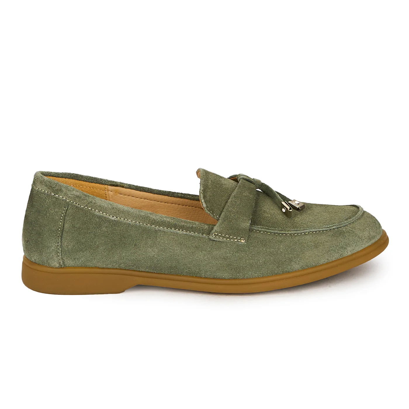 Pantofi dama din piele naturala kaki 17845