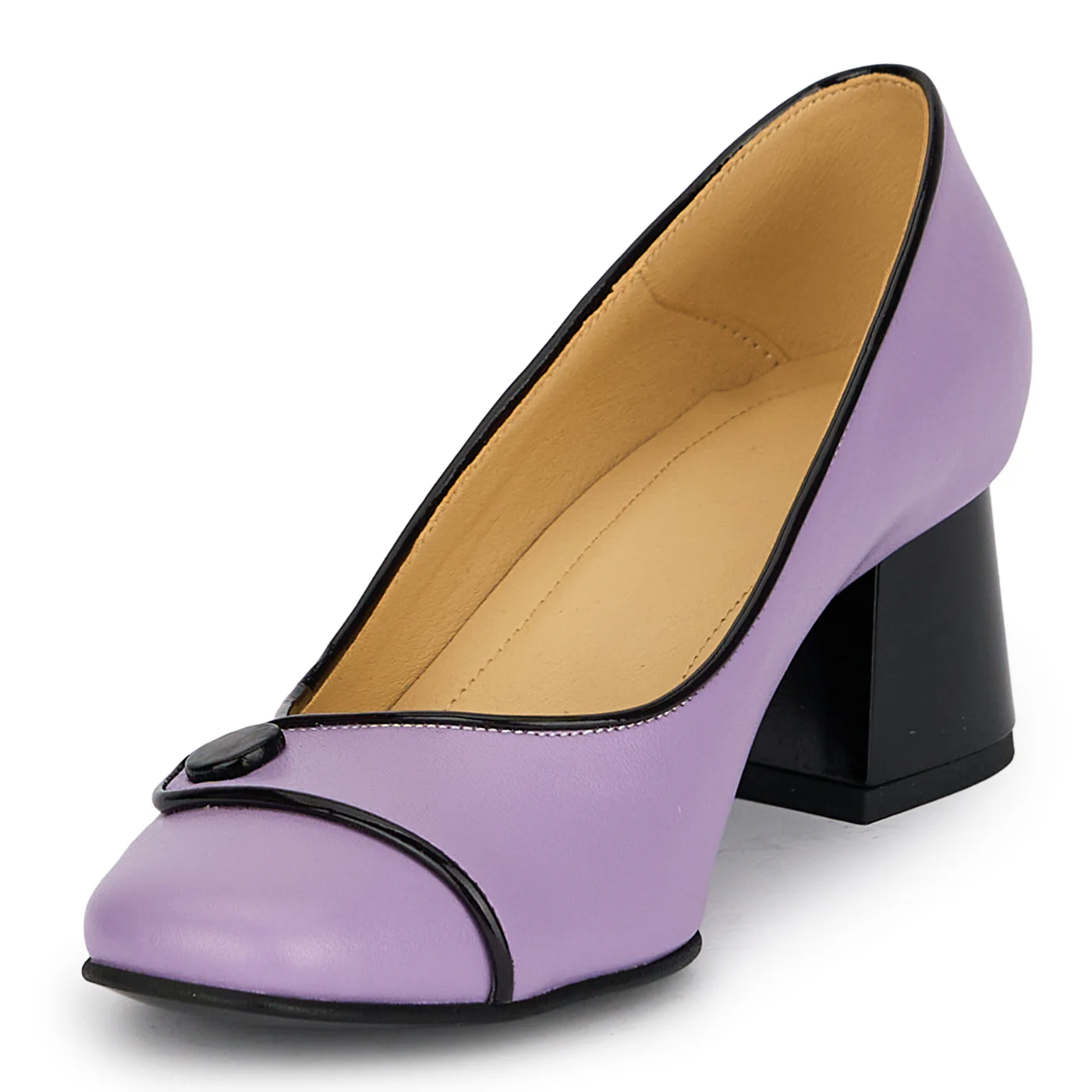 Pantofi dama din piele naturala lila cu toc gros 5 cm 19191 - Image 3