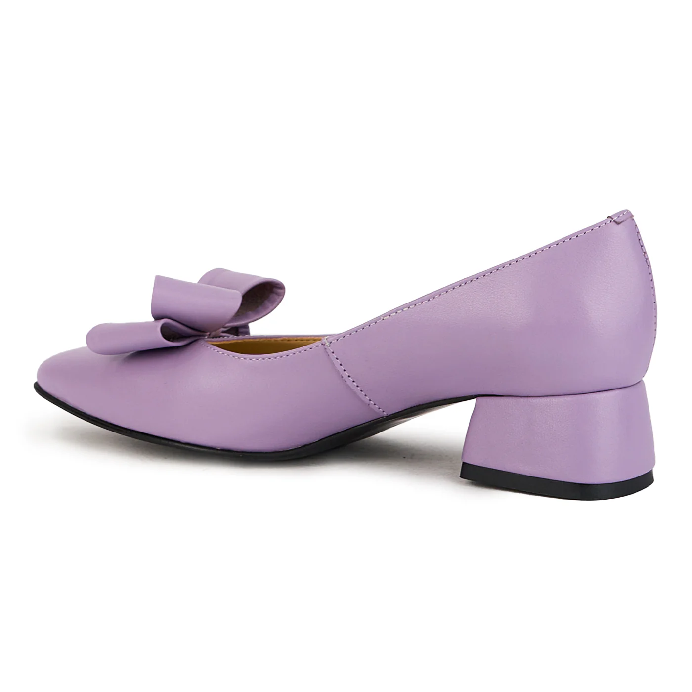 Pantofi dama din piele naturala lila cu toc gros 4 cm 17386 - Image 2