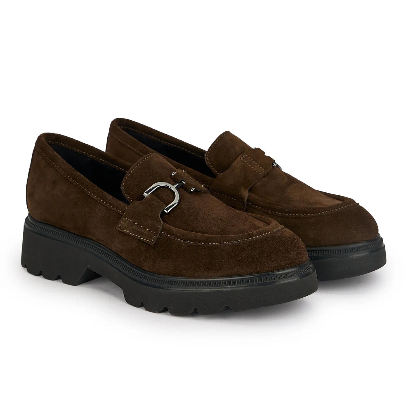 Pantofi dama din piele naturala maro cu accesoriu metalic 19098 - Image 4