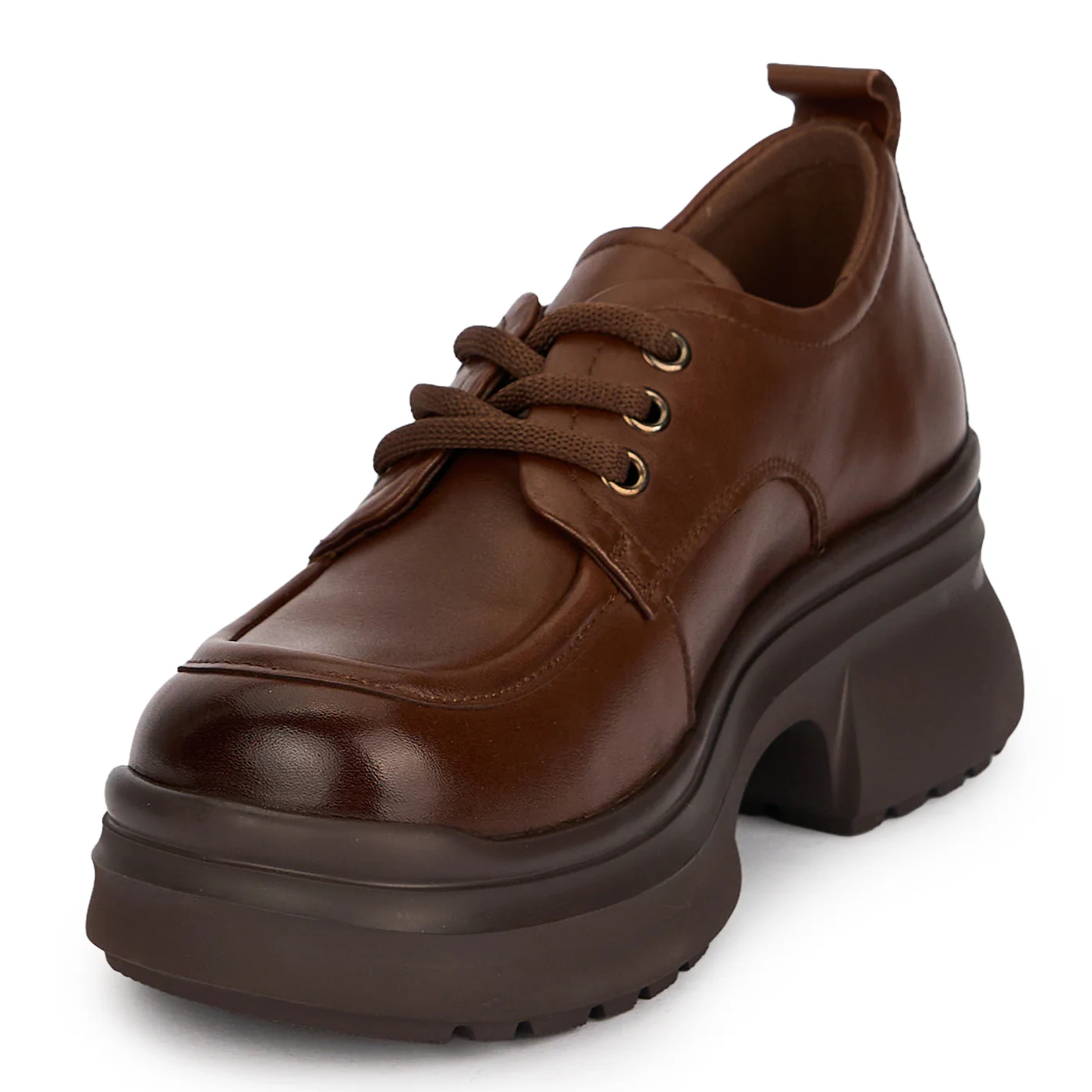 Pantofi dama din piele naturala maro cu talpa inalta 5.5 cm 19551 - Image 3