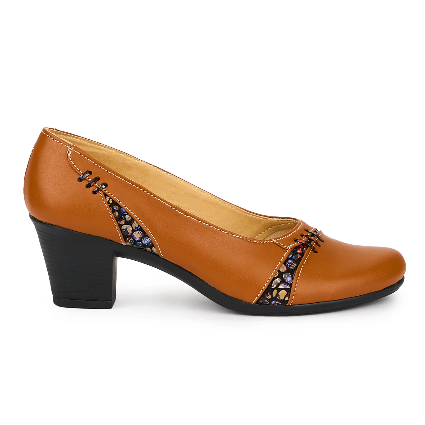 Pantofi dama din piele naturala maro cu toc 6 cm 15329