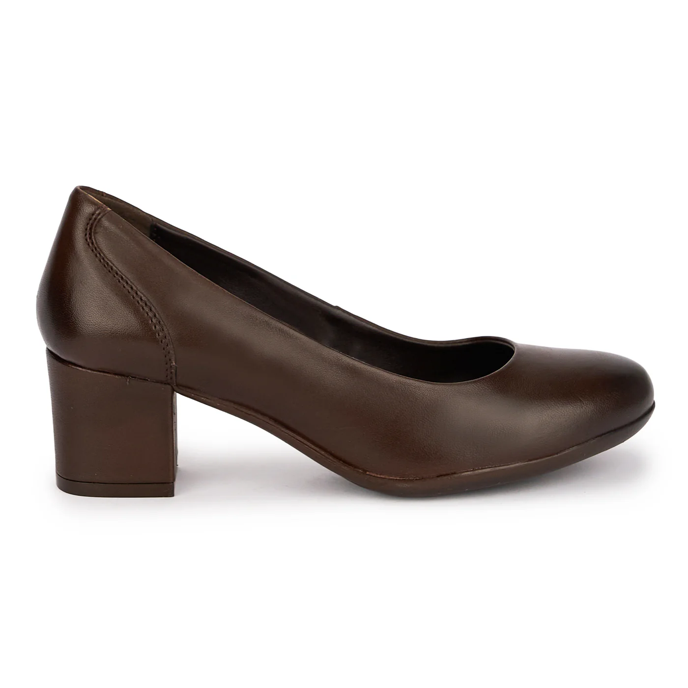 Pantofi dama din piele naturala maro cu toc gros 5.5 cm 18813