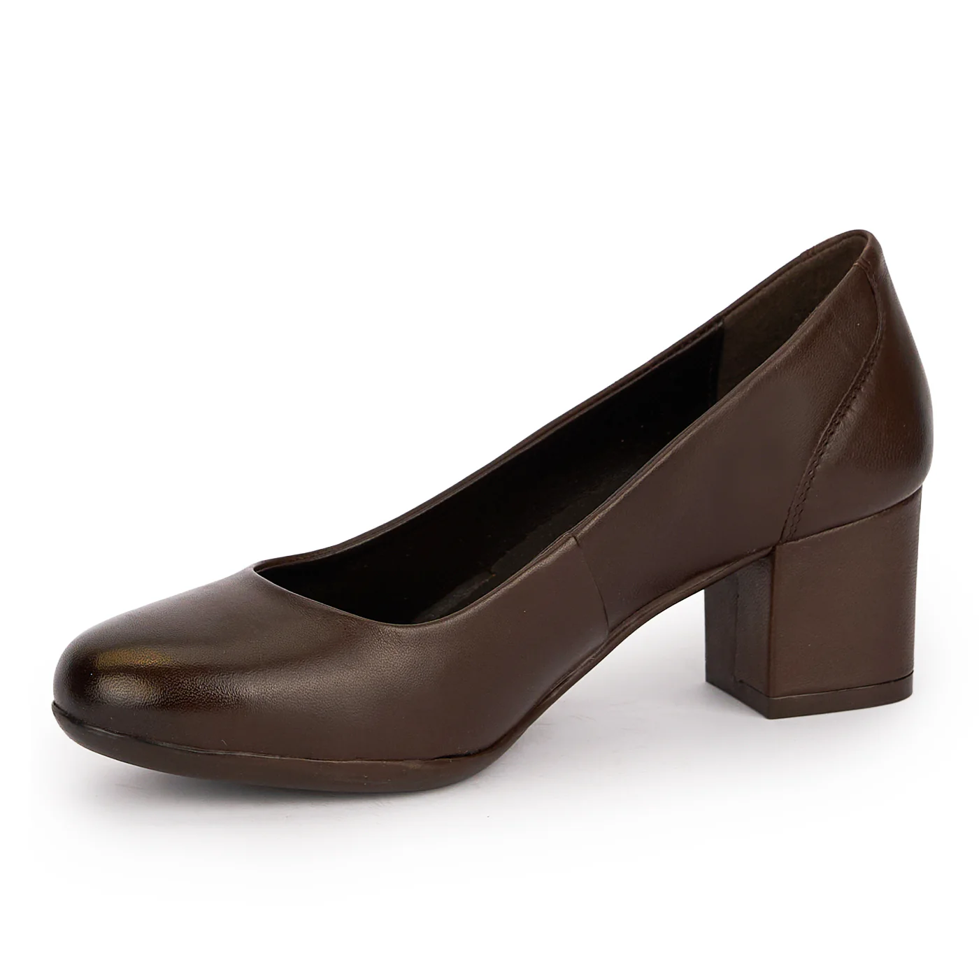 Pantofi dama din piele naturala maro cu toc gros 5.5 cm 18813 - Image 3